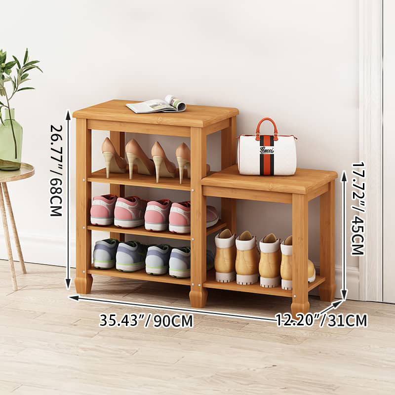 Elegant Bamboo Storage Rack - Natural Wood Color, Brown Finish hsl-296