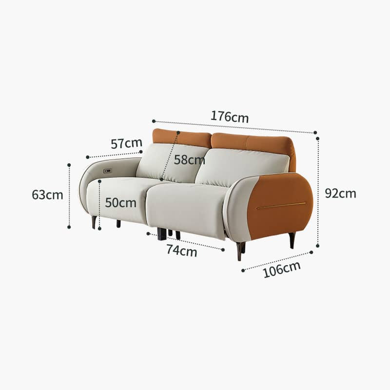 Luxurious Beige Faux Leather Sofa with Elegant Pine Wood Frame hksc-986