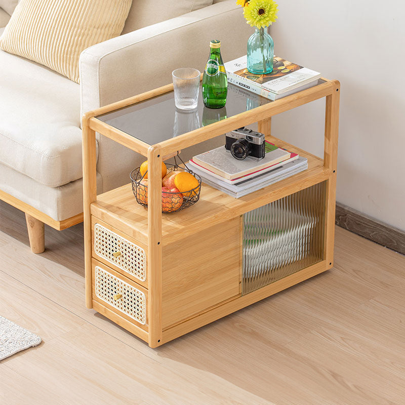 Modern End Table with Storage - Glass Top for All Your Rooms hsl-82