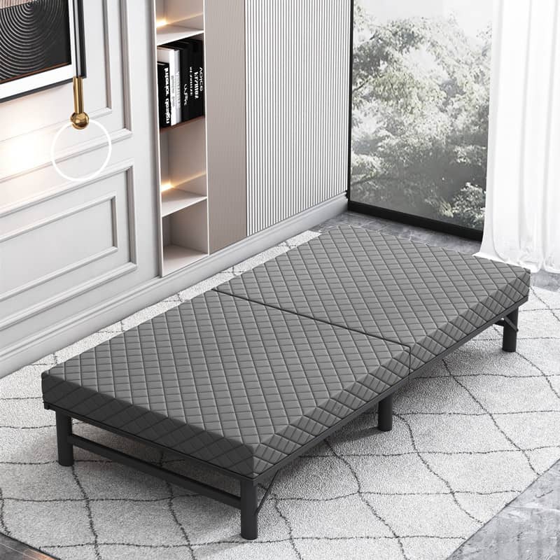 Modern Multi-Layer Steel and Wood Bed with Bamboo Charcoal Foam and Figure Cotton Topper - Available in Grey, Black, Blue, Brown, and Off White fcsnm-908