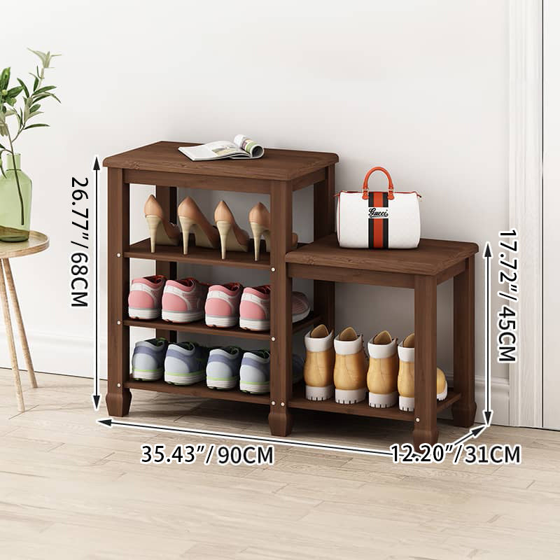 Elegant Bamboo Storage Rack - Natural Wood Color, Brown Finish hsl-296