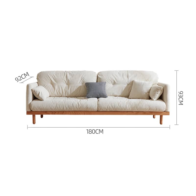 Luxury Beige Corduroy Sofa with Natural Goose Down Cushions and Oak Pine Wood Frame hmyf-1270