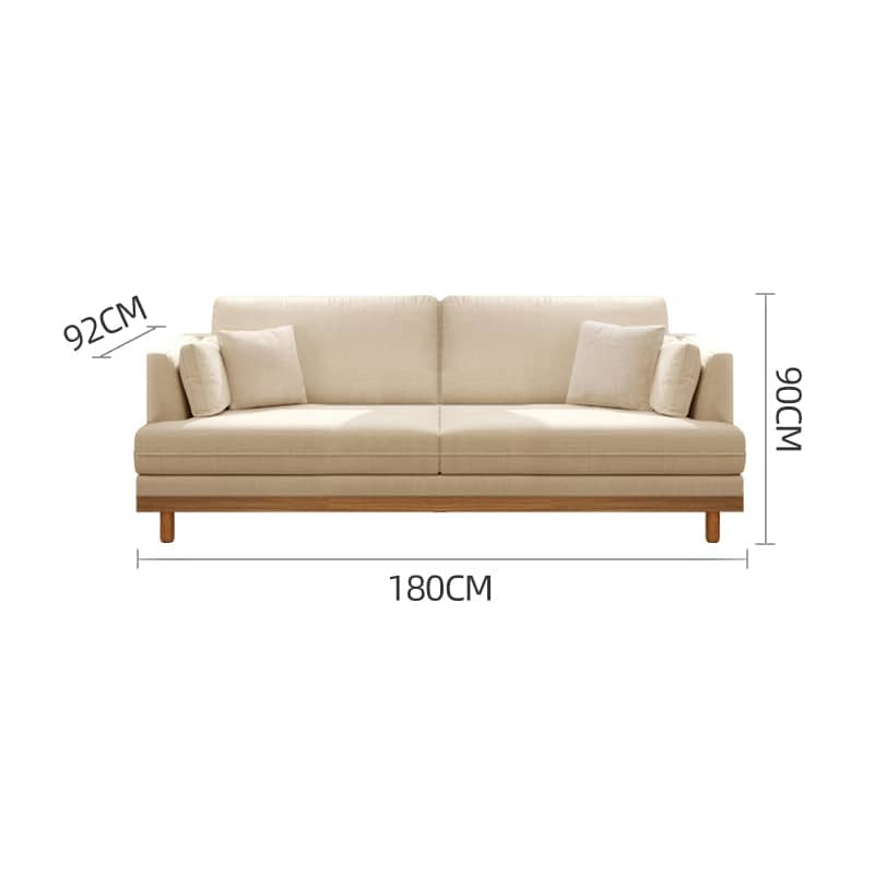 Luxurious Beige Corduroy Sofa with Natural Oak and Pine Wood Frame - Goose Down Cushions hmyf-1276