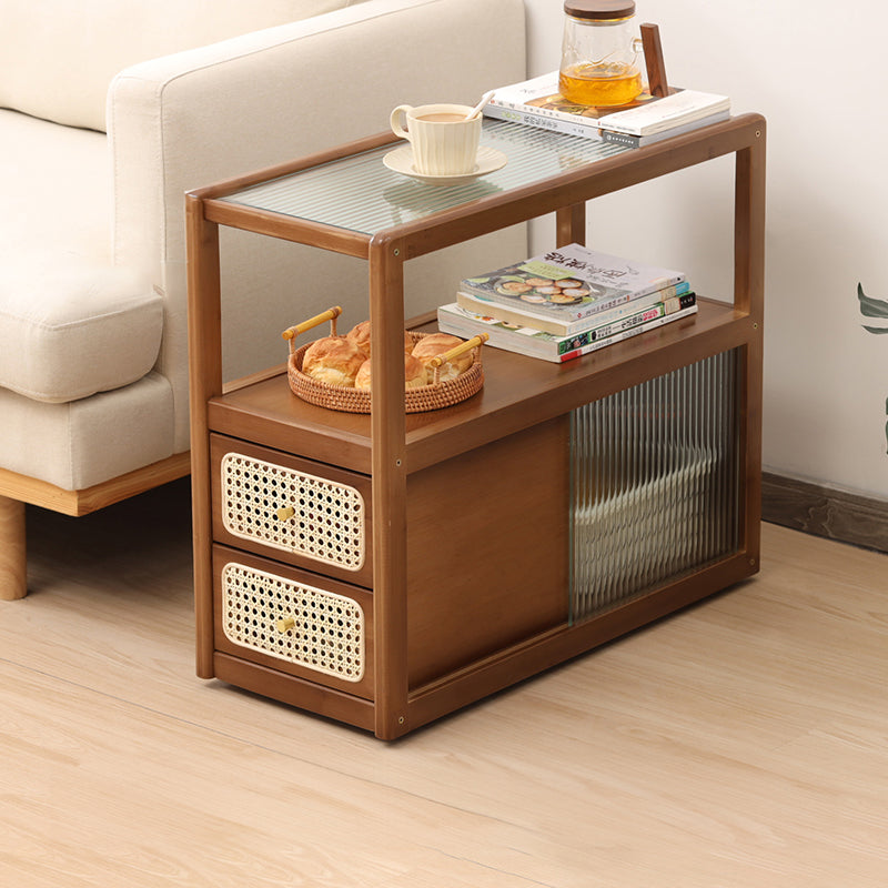 Modern End Table with Storage - Glass Top for All Your Rooms hsl-82