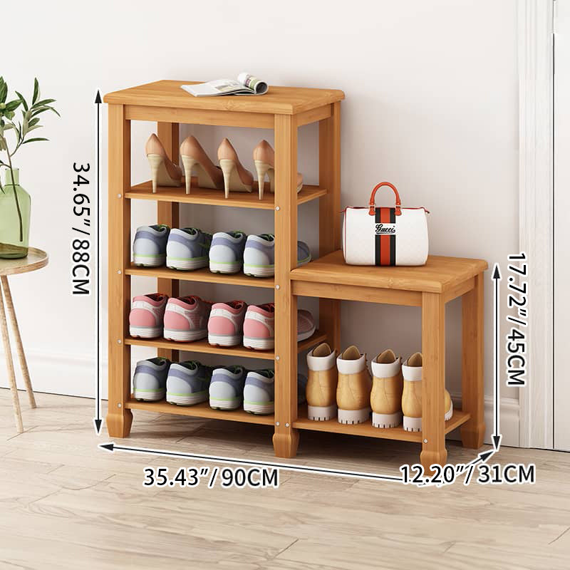 Elegant Bamboo Storage Rack - Natural Wood Color, Brown Finish hsl-296