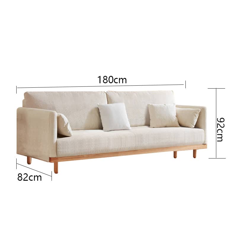 Elegant Beige Corduroy Sofa with Natural Oak and Pine Wood Frame - Luxurious Goose Down Filling hmyf-1274