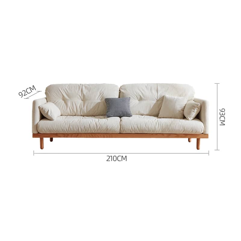 Luxury Beige Corduroy Sofa with Natural Goose Down Cushions and Oak Pine Wood Frame hmyf-1270