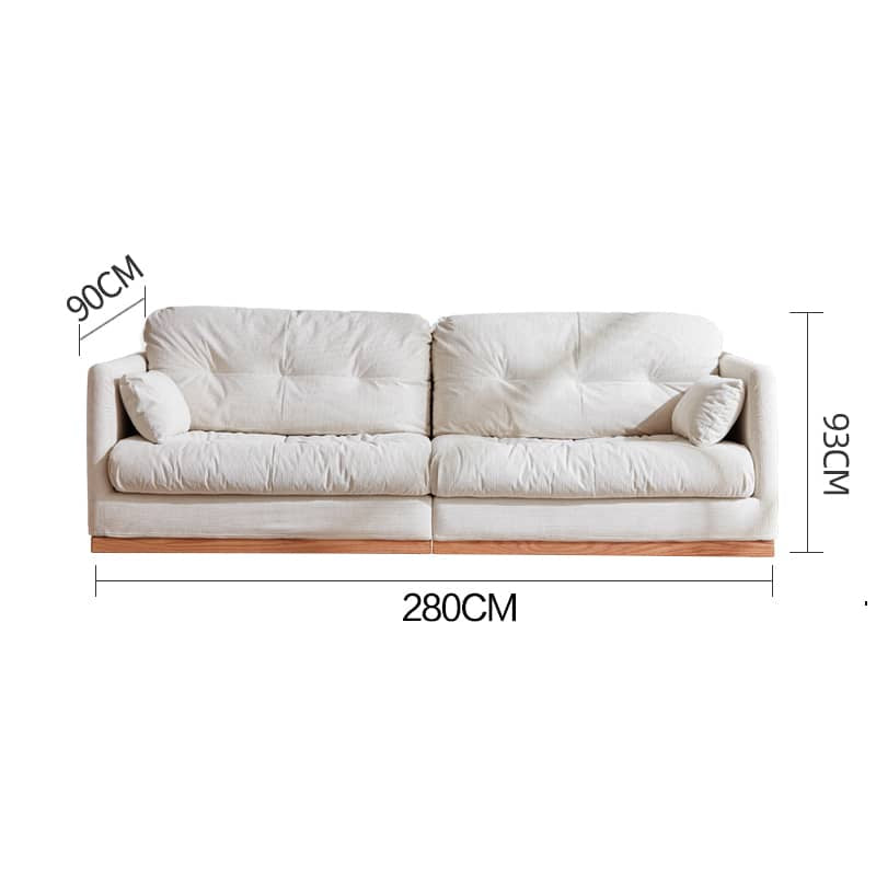 Natural Oak and Pine Wood Sofa with Beige Corduroy and Goose Down Cushions hmyf-1272