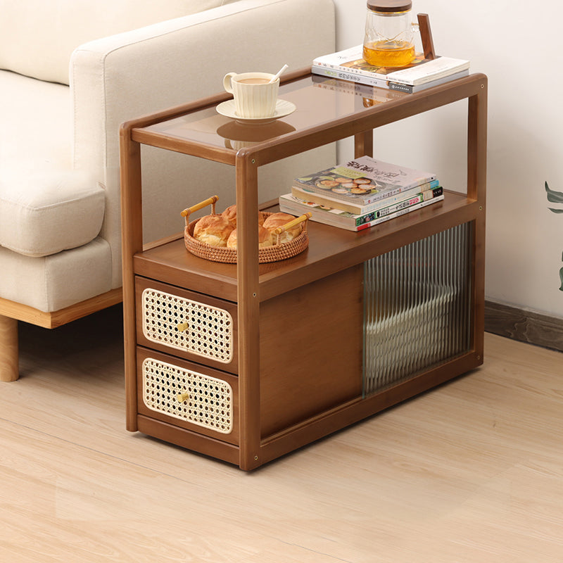 Modern End Table with Storage - Glass Top for All Your Rooms hsl-82