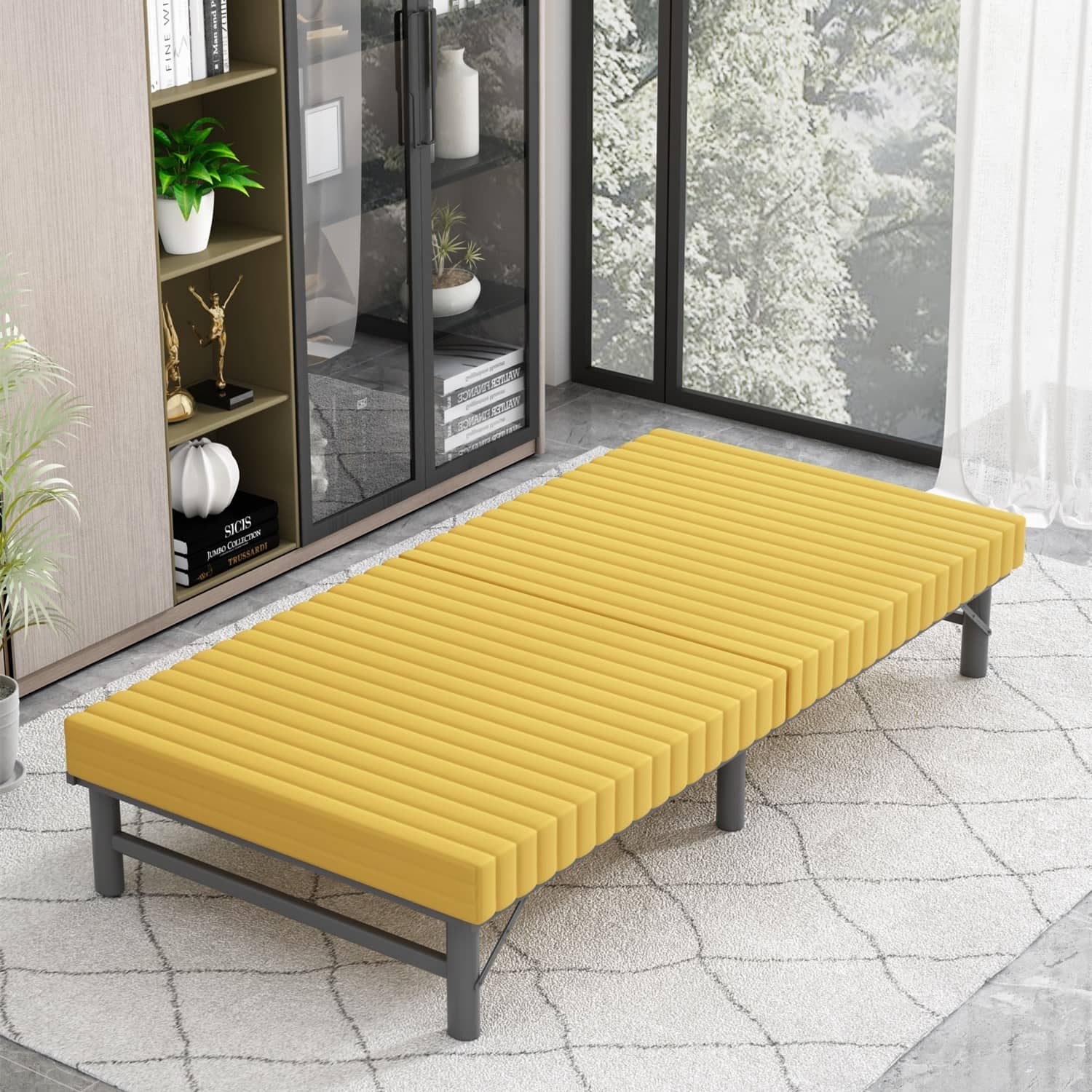 Modern Multi-Material Bed with Steel Frame and Comfortable Foam Layers fcsnm-905