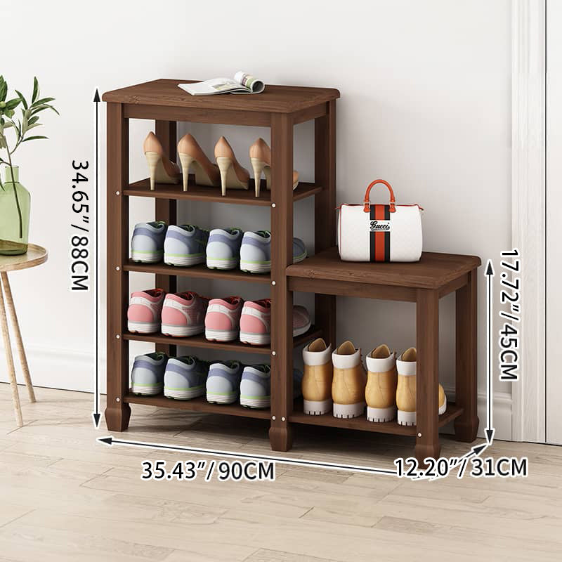 Elegant Bamboo Storage Rack - Natural Wood Color, Brown Finish hsl-296