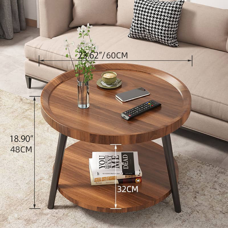 Chic Modern Wood Coffee Table round with storage: Elegan Multi-Tone for Contemporary Living fxjc-923