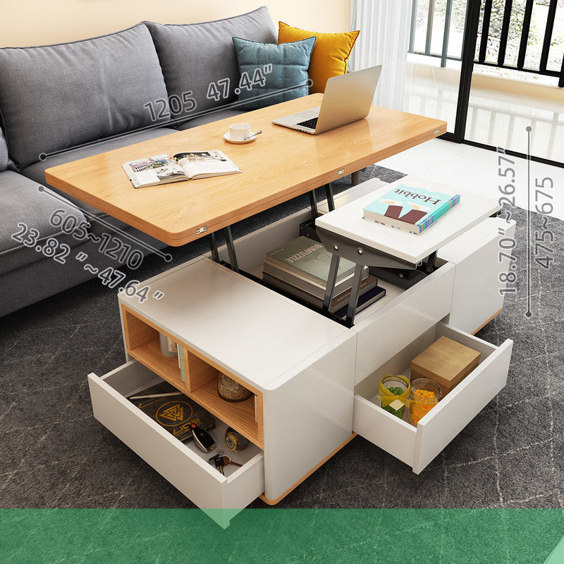 Rectangular Coffee Table with Lift-Top & 4 Ottomans - Modern Design with Storage fajf-957