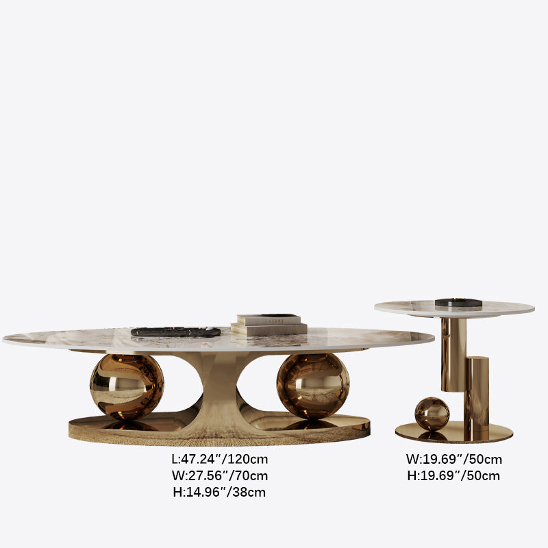 Sintered Stone Stainless Steel Coffee Table – Modern Elegance for Your Living Space fdl-2598