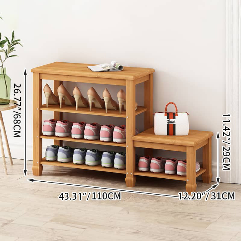 Elegant Bamboo Storage Rack - Natural Wood Color, Brown Finish hsl-296