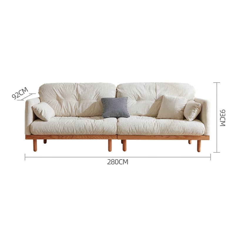 Luxury Beige Corduroy Sofa with Natural Goose Down Cushions and Oak Pine Wood Frame hmyf-1270