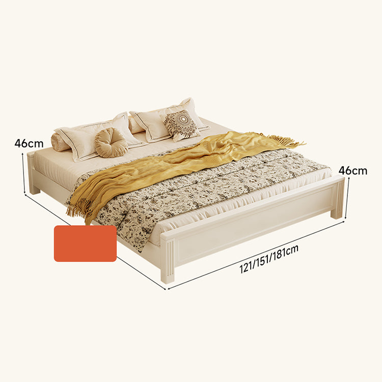 Beige Rubber Wood Bed Frame - Solid Wood Construction for Durability and Style hglna-1451