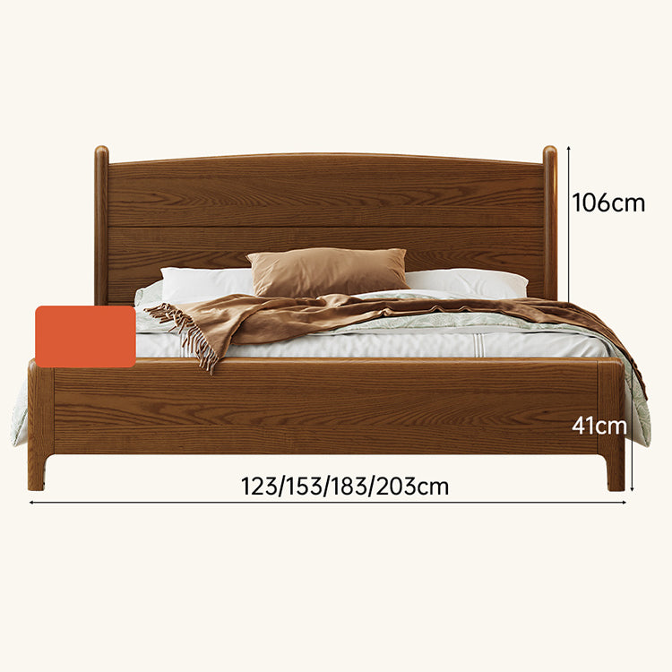 Elegant Solid Brown Ash Pine Wood Bed Frame - Durable & Stylish hglna-1454