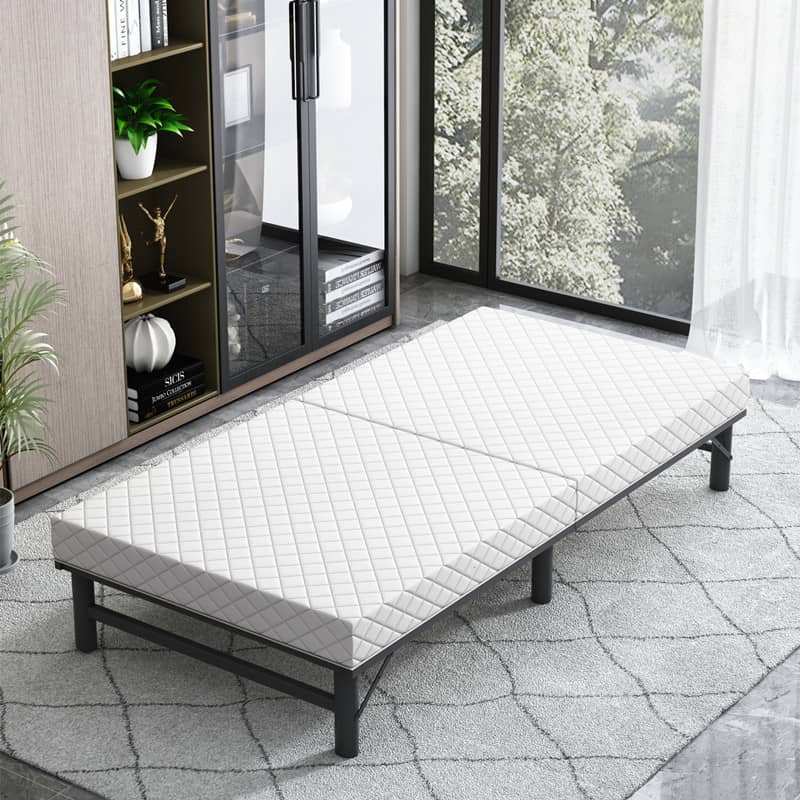 Modern Multi-Layer Steel and Wood Bed with Bamboo Charcoal Foam and Figure Cotton Topper - Available in Grey, Black, Blue, Brown, and Off White fcsnm-908