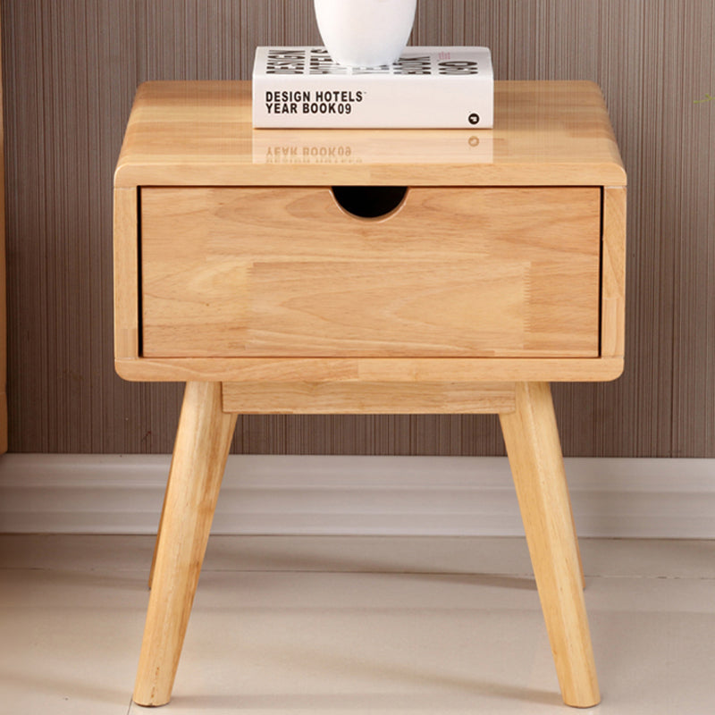 Stylish Natural Brown & White Nightstand - Rubber Wood & Pine Wood Construction hglna-1456