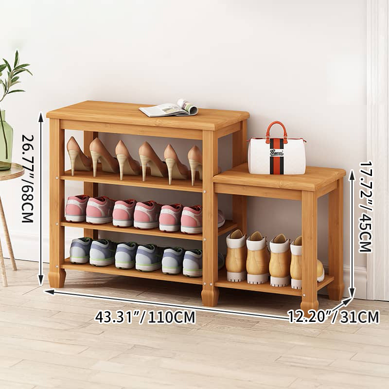 Elegant Bamboo Storage Rack - Natural Wood Color, Brown Finish hsl-296