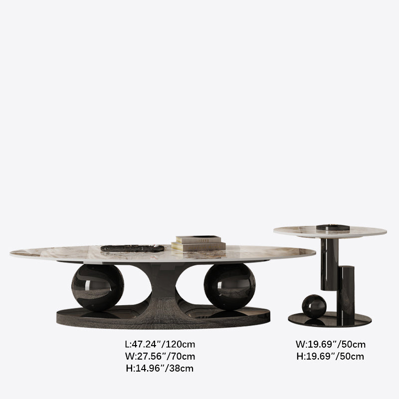 Sintered Stone Stainless Steel Coffee Table – Modern Elegance for Your Living Space fdl-2598