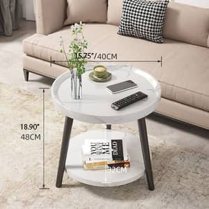 Chic Modern Wood Coffee Table round with storage: Elegan Multi-Tone for Contemporary Living fxjc-923