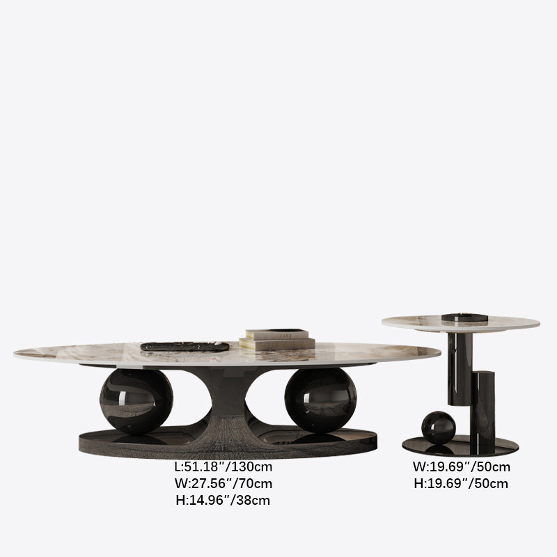 Sintered Stone Stainless Steel Coffee Table – Modern Elegance for Your Living Space fdl-2598