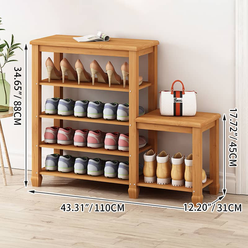 Elegant Bamboo Storage Rack - Natural Wood Color, Brown Finish hsl-296