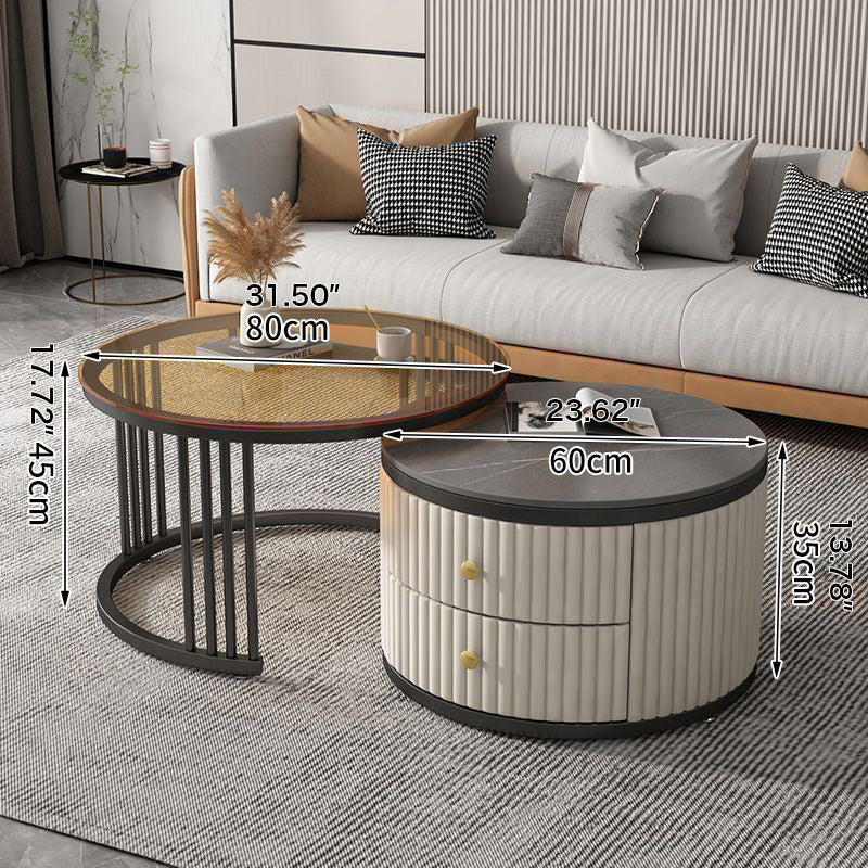 2-Pieces Round Coffee Table with Storage- Perfect for Modern Living Rooms frg-496