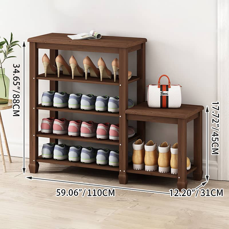 Elegant Bamboo Storage Rack - Natural Wood Color, Brown Finish hsl-296