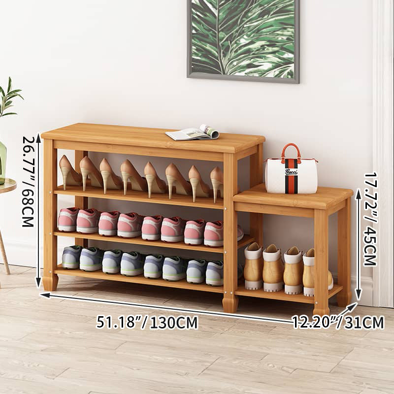 Elegant Bamboo Storage Rack - Natural Wood Color, Brown Finish hsl-296