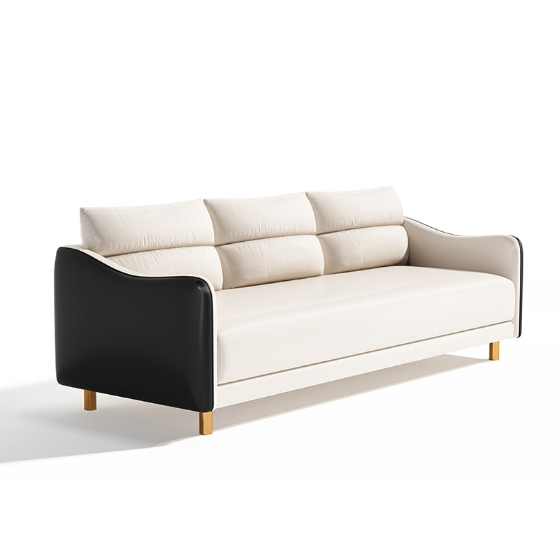 Stylish Techno Fabric Sofa - Available in Orange, Off White, Khaki, Black, Light Gray, and Dark Blue with Wood Accents qm-16