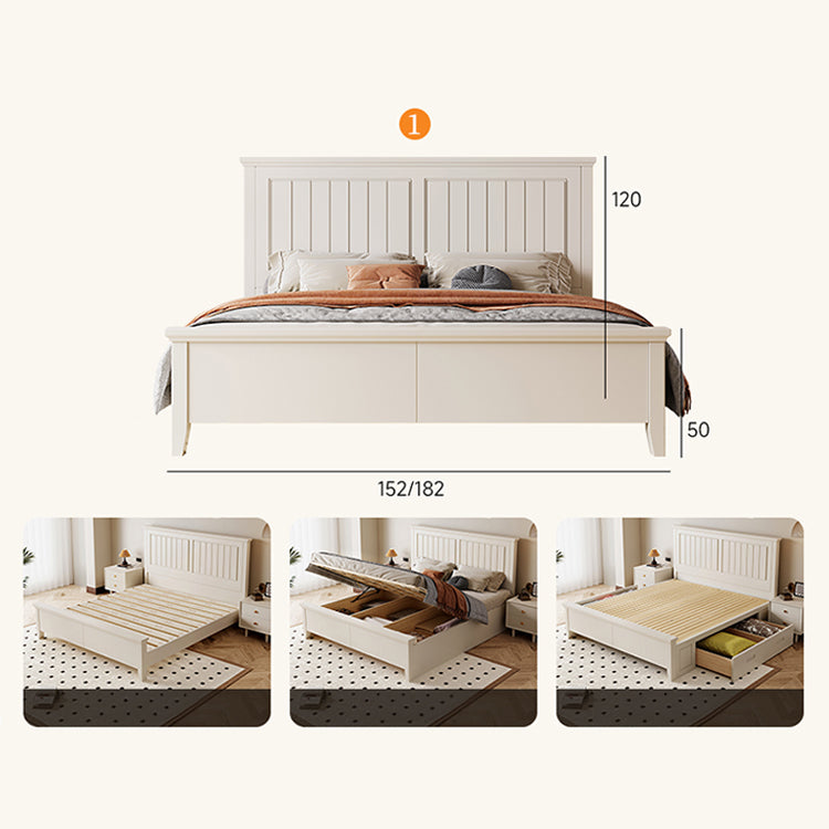 Stylish Beige Brown Rubber Wood Bed - Solid Wood Frame for Ultimate Comfort hglna-1453