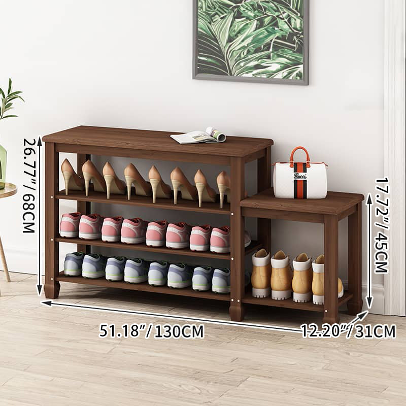 Elegant Bamboo Storage Rack - Natural Wood Color, Brown Finish hsl-296