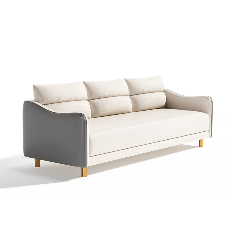 Stylish Techno Fabric Sofa - Available in Orange, Off White, Khaki, Black, Light Gray, and Dark Blue with Wood Accents qm-16