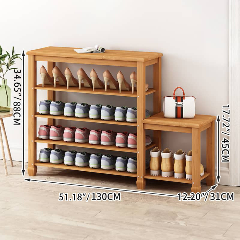 Elegant Bamboo Storage Rack - Natural Wood Color, Brown Finish hsl-296