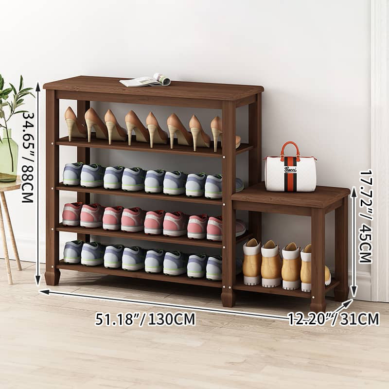 Elegant Bamboo Storage Rack - Natural Wood Color, Brown Finish hsl-296