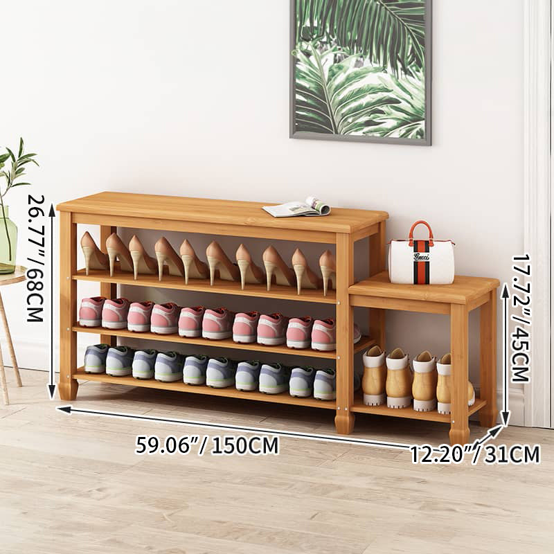 Elegant Bamboo Storage Rack - Natural Wood Color, Brown Finish hsl-296