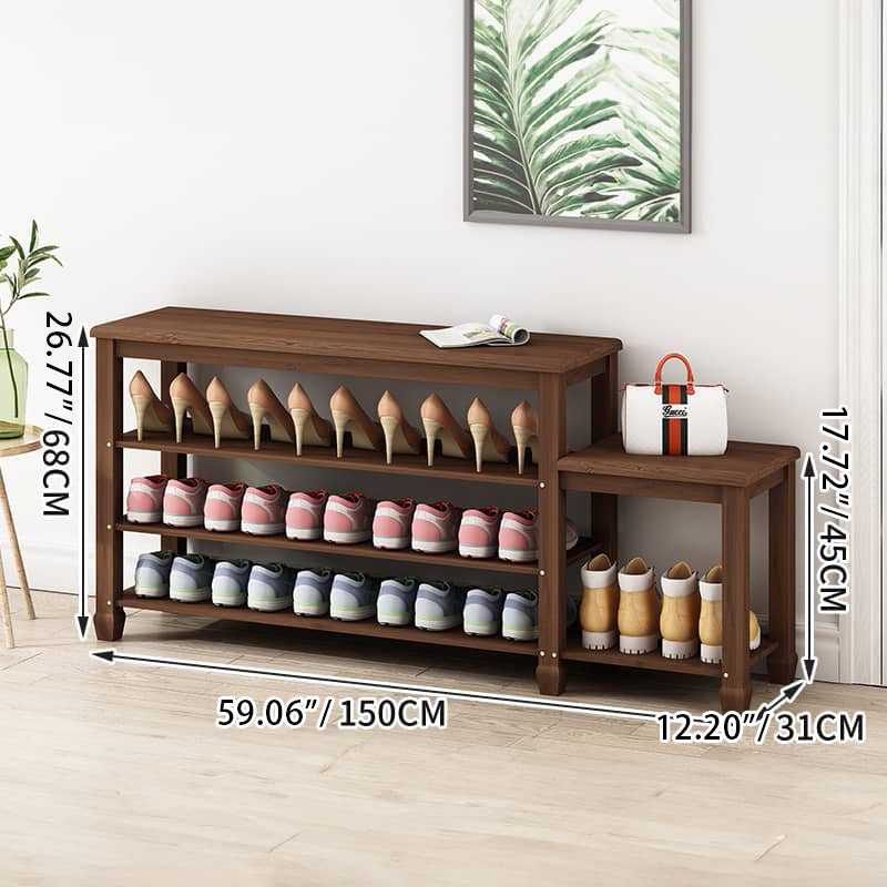 Elegant Bamboo Storage Rack - Natural Wood Color, Brown Finish hsl-296