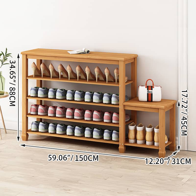 Elegant Bamboo Storage Rack - Natural Wood Color, Brown Finish hsl-296