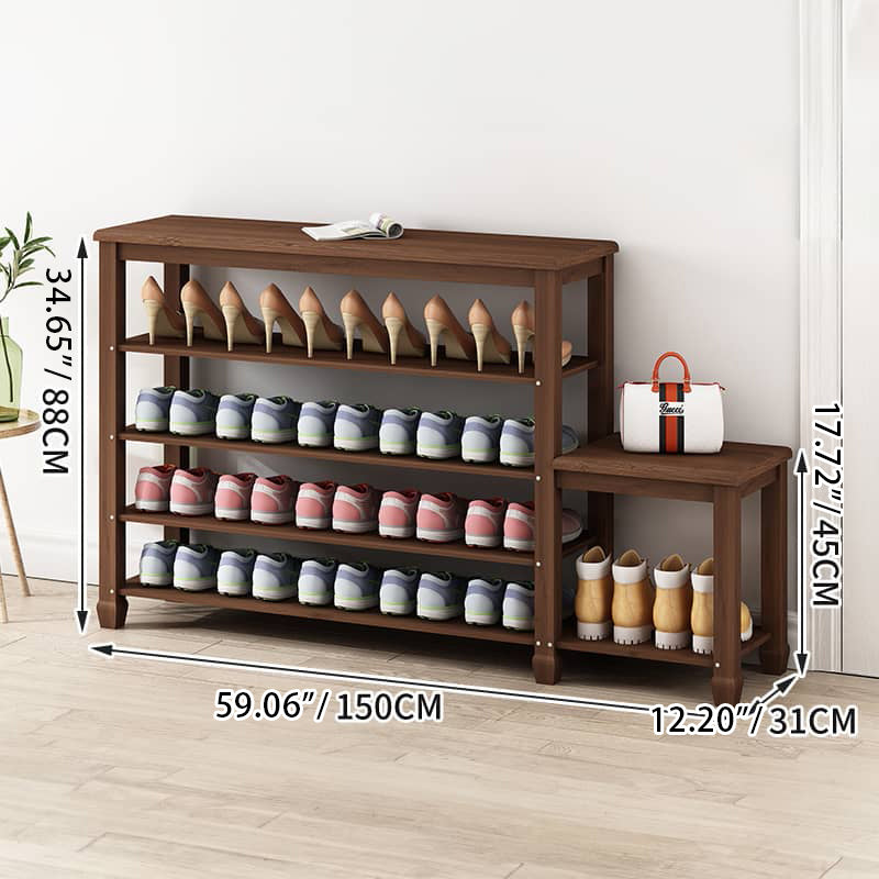 Elegant Bamboo Storage Rack - Natural Wood Color, Brown Finish hsl-296