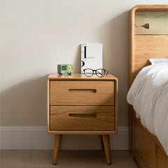 Modern Oak Wood Nightstand with Drawers for Storage – Minimalistic Design for Bedroom W2017