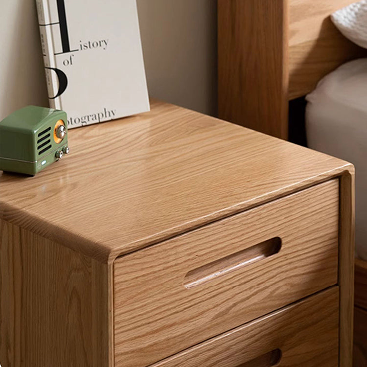 Modern Oak Wood Nightstand with Drawers for Storage – Minimalistic Design for Bedroom W2017