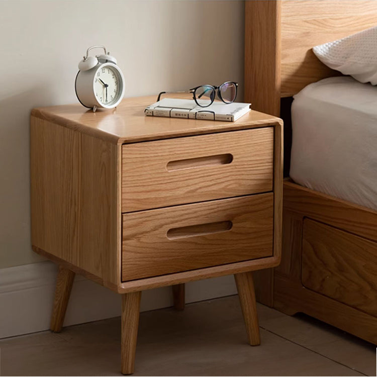 Modern Oak Wood Nightstand with Drawers for Storage – Minimalistic Design for Bedroom W2017