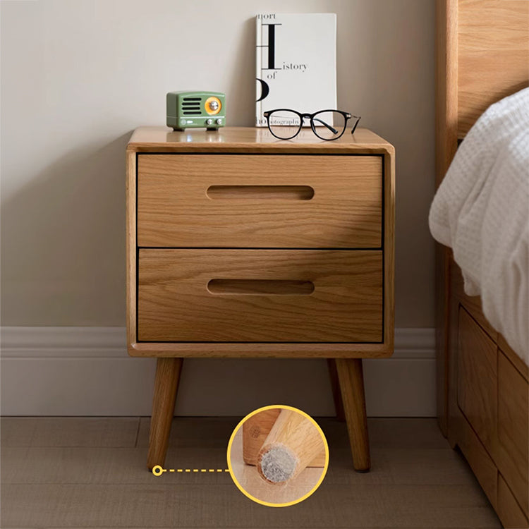 Modern Oak Wood Nightstand with Drawers for Storage – Minimalistic Design for Bedroom W2017