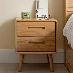 Modern Oak Wood Nightstand with Drawers for Storage – Minimalistic Design for Bedroom W2017