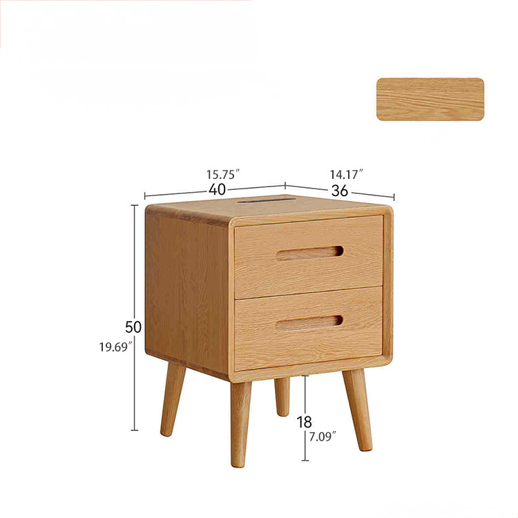 Modern Oak Wood Nightstand with Drawers for Storage – Minimalistic Design for Bedroom W2017