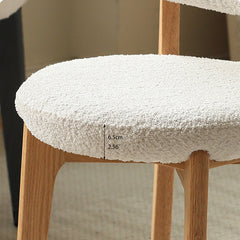 Modern Oak Wood Vanity Stool with Soft Faux Lambswool Upholstery - Perfect for Your Vanity X00S31