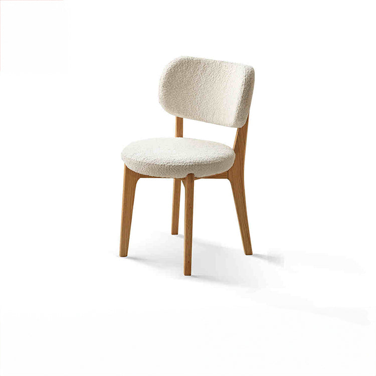 Modern Oak Wood Vanity Stool with Soft Faux Lambswool Upholstery - Perfect for Your Vanity X00S31